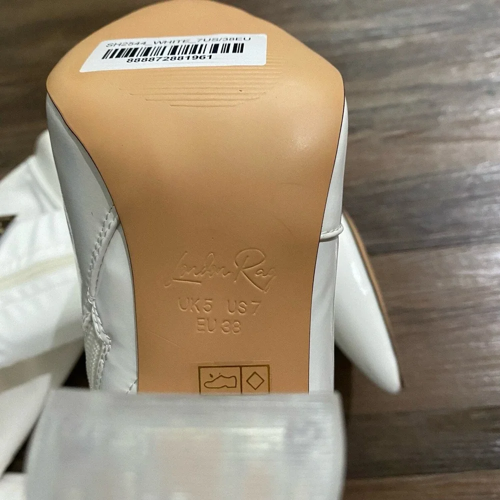 London Rag White Patent Over The Knee Boots Clear Block Heel‎ SH2544 Size 7 US